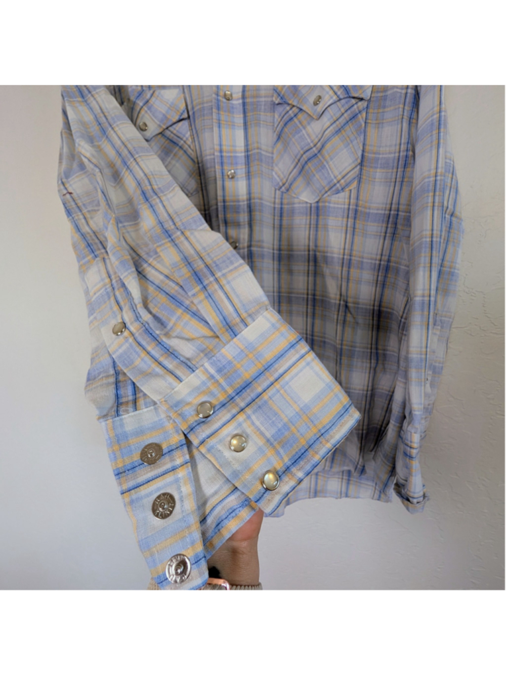 Vintage Open Range Western Shirt Plaid Pearl Snap USA Made Cowboy Shirt Men XL - Picture 3 of 10